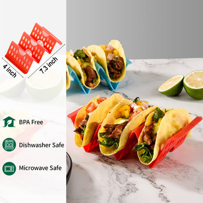 Aofure Taco Holders Set of 12, Taco Bar Serving Set for a Party, Large Taco Trays, Taco Holder Stand for Hard or Soft Taco, Taco Plate, Taco Tuesday Night, Taco Rack