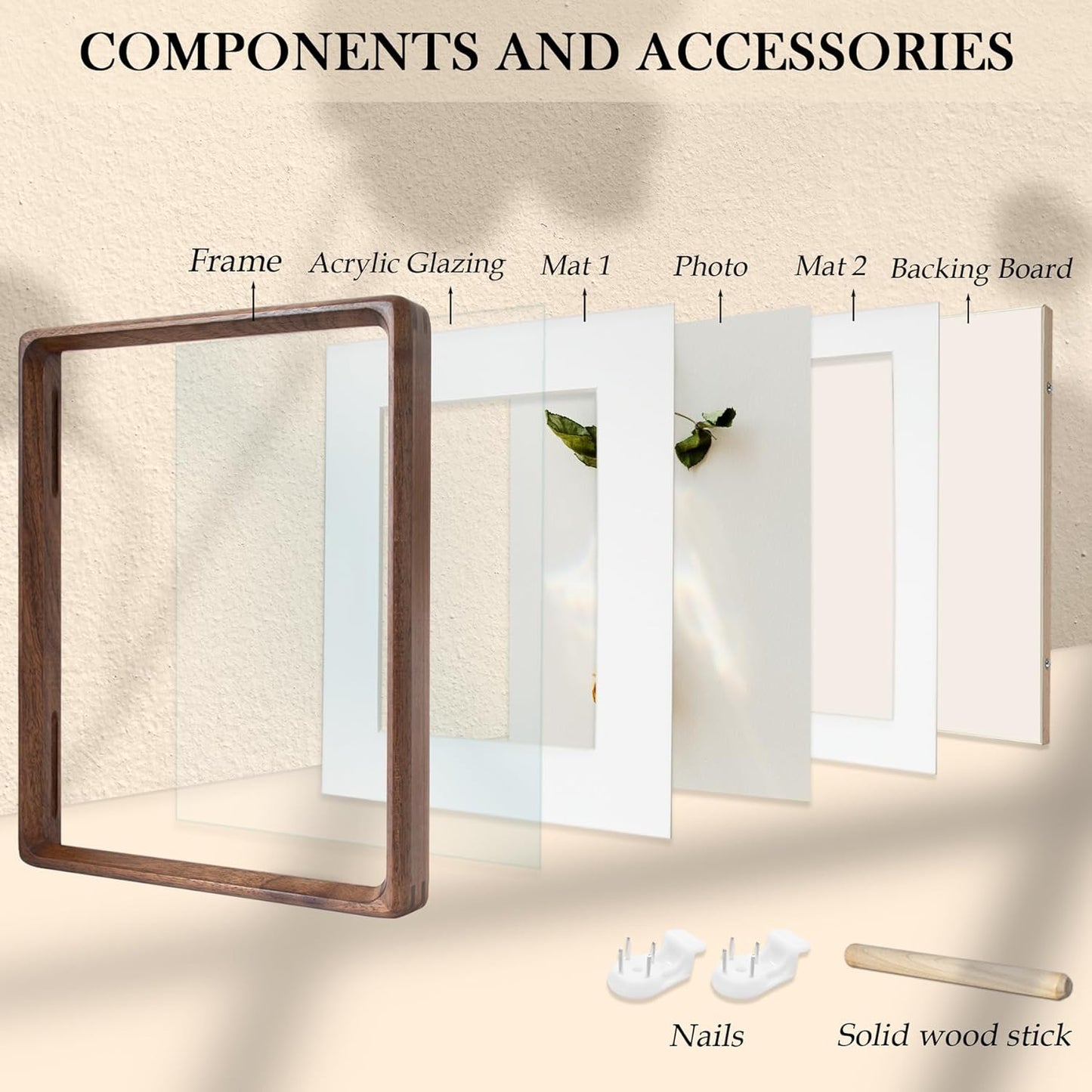 11x14 8x10 5x7, Wooden Large Picture Frames Matted to / Natural Black Walnut Frames Brown