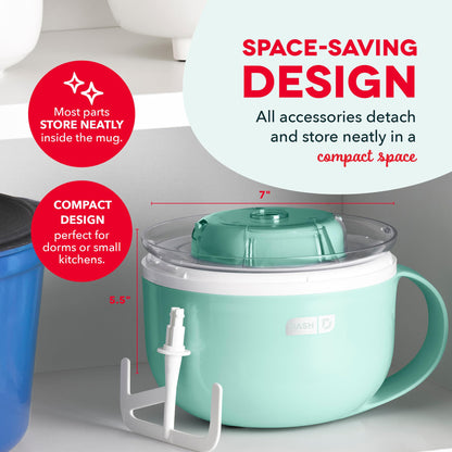 Dash My Mug Ice Cream Maker - Makes Single Serving of Gelato, Frozen Yogurt, Sorbet & More - Easy to Clean & Use - Aqua, 2 Bowls