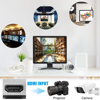 Suprlipy 17 Inch TFT LCD Security CCTV Monitor 1280x1024 4:3 Resolution Color Display Screen with HDMI/VGA/AV/BNC/MIC USB Earphone Input Built-in Dual Speakers for Home Security Monitor Gaming