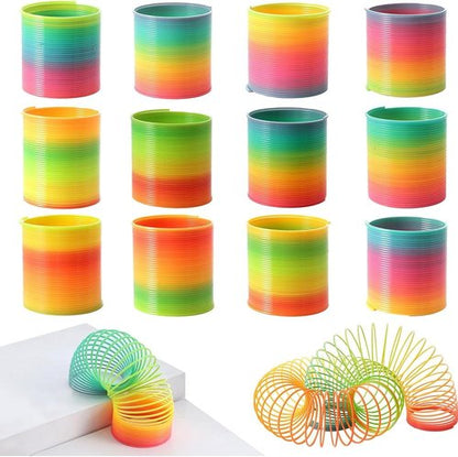 JOHOUSE Rainbow Magic Spring Toys - 12 PCS Colorful Plastic Party Favors for Kids | Fun Goodie Bag Stuffers