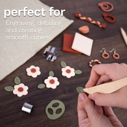 DAS Modelling Tools – 7-Piece Clay Modeling Tools Set - Beginner Clay Tools for All Artists - Versatile Wooden Tools for Shaping and Carving - Wooden Tools Ideal for Clay Projects