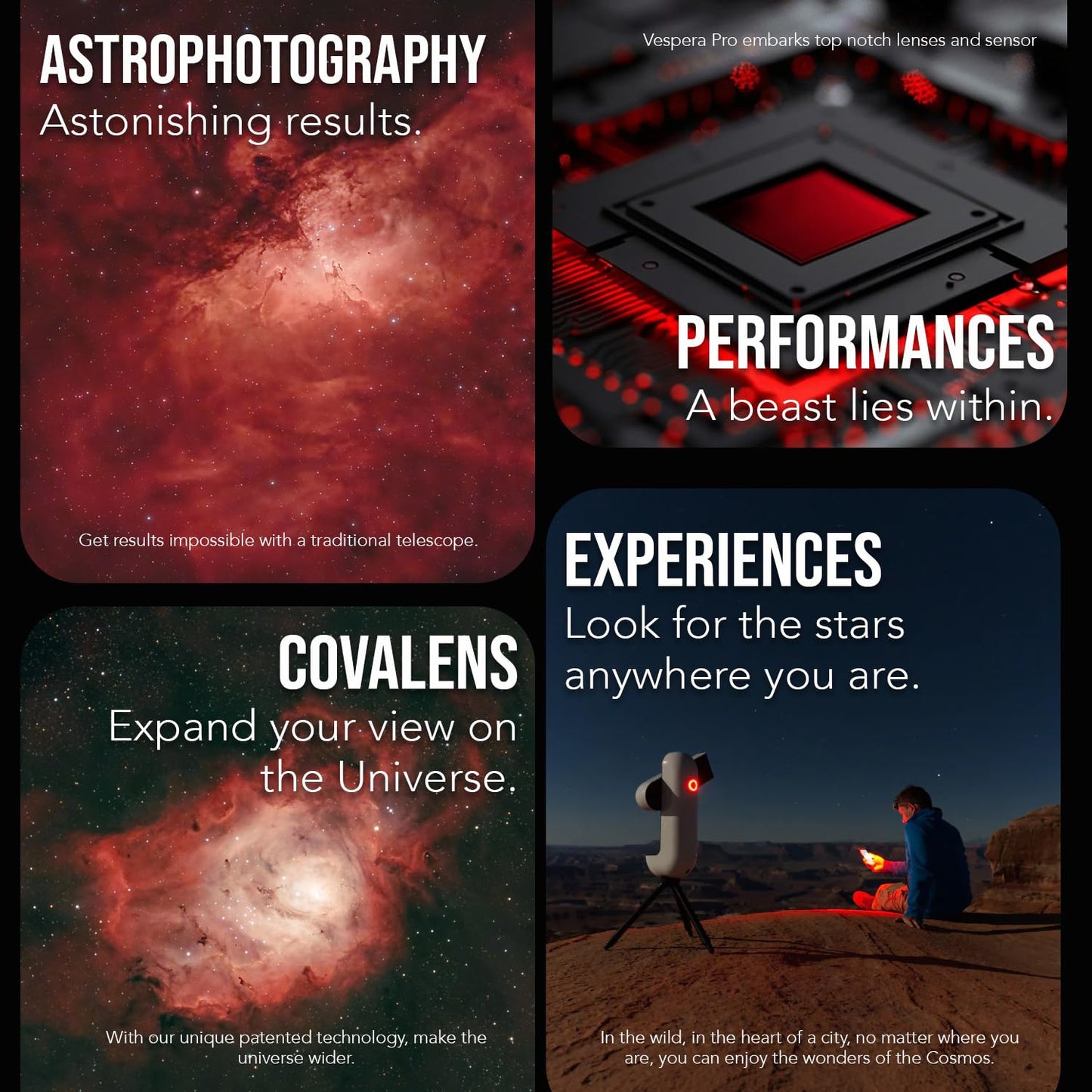 Vaonis Vespera Pro Smart Telescope with Observation Station Functionality – Compact Astrophotography Telescope - Automated Stargazing Camera – High-Resolution Imaging, App-Controlled for Astronomers