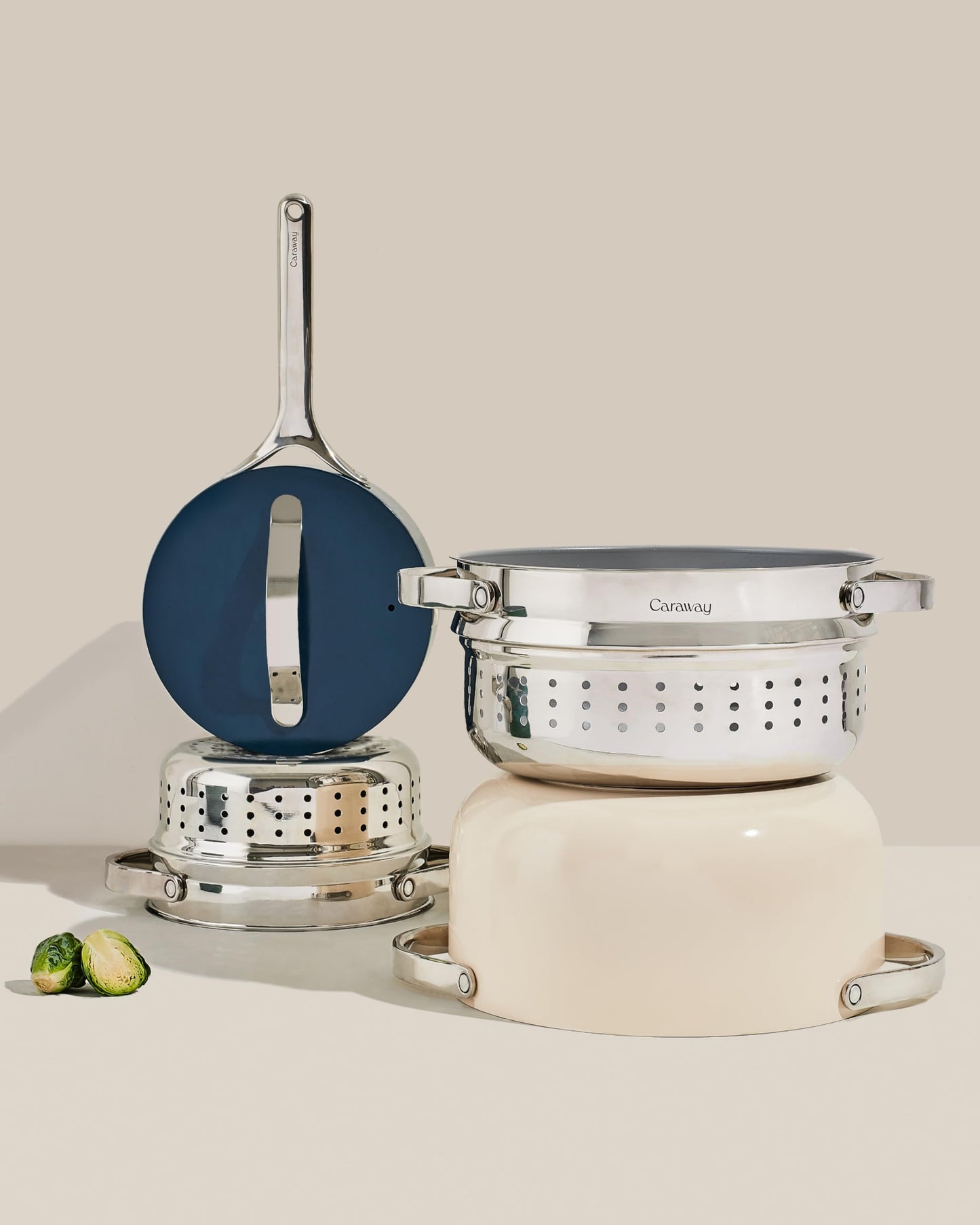 Caraway Steamer - Stainless Steel Steamer with Handles - Non Stick, Non Toxic Coating - Steam Veggies, Seafood, and More - Compatible With Our Dutch Oven or Sauce Pan - Large