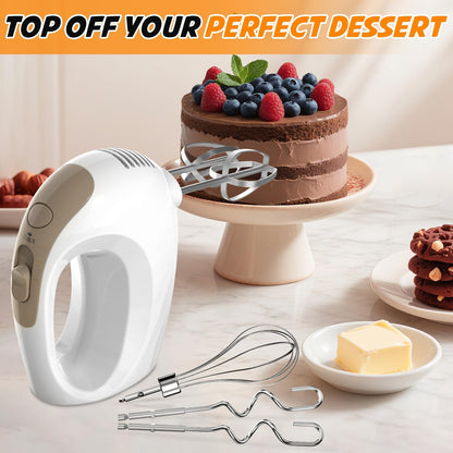 Showvigor Electric Hand Mixer, 5-Speed Handheld Mixer with Stainless Steel Whisk & Beaters, Lightweight Portable Kitchen Mixer for Baking, Mixing, and Cooking