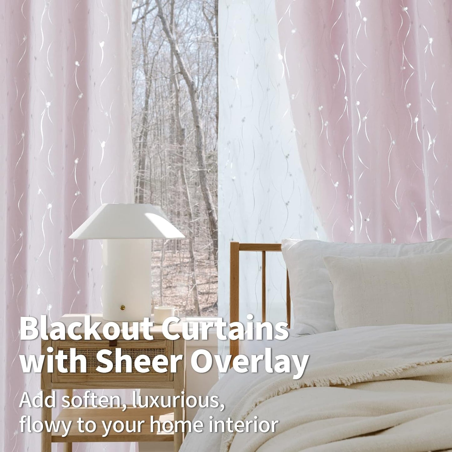 2 84 Inches 52 84 Inch BGment Baby Pink Blackout Curtains Panels for Girls Bedroom, Nursery Curtains Long Silver