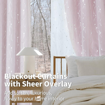2 84 Inches 52 84 Inch BGment Baby Pink Blackout Curtains Panels for Girls Bedroom, Nursery Curtains Long Silver