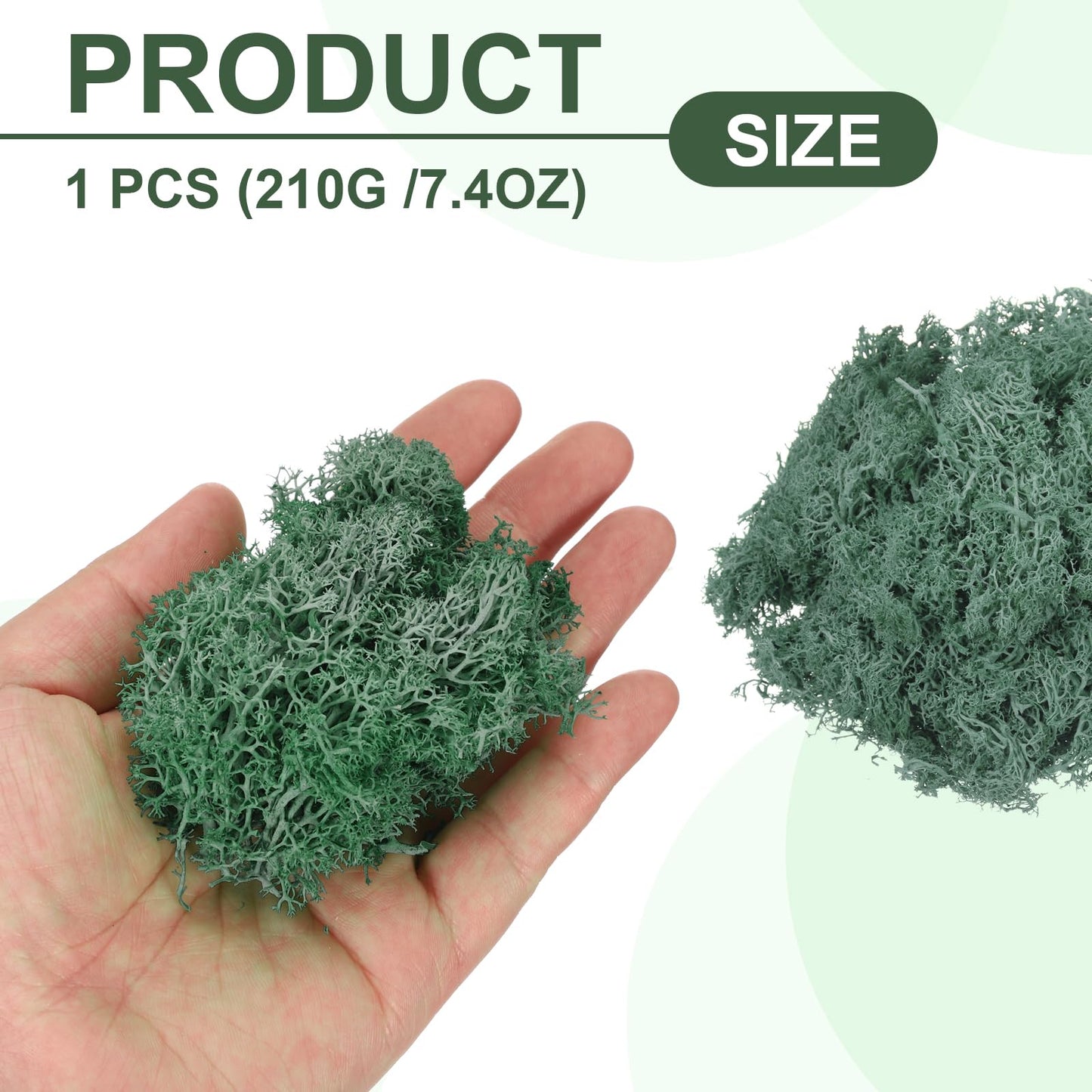 MECCANIXITY 7.4oz Preserved Reindeer Moss, Grass Green Decorative Artificial Fake Moss for Potted Plants Indoor Crafts Lichen Centerpieces Decor