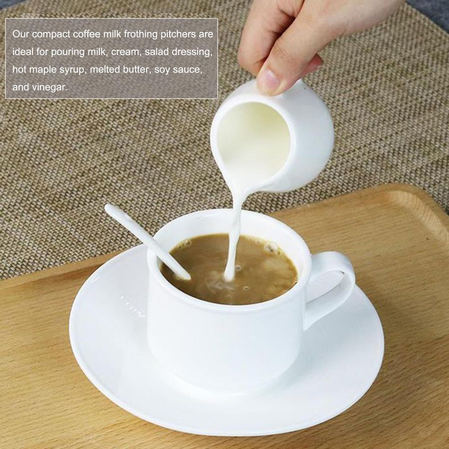 Set of 6 Ceramic Milk Frothing Pitchers 130ml/4.4oz Elegant Porcelain Creamer Drip-Free Spout, Perfect for Coffee Creations with Handle