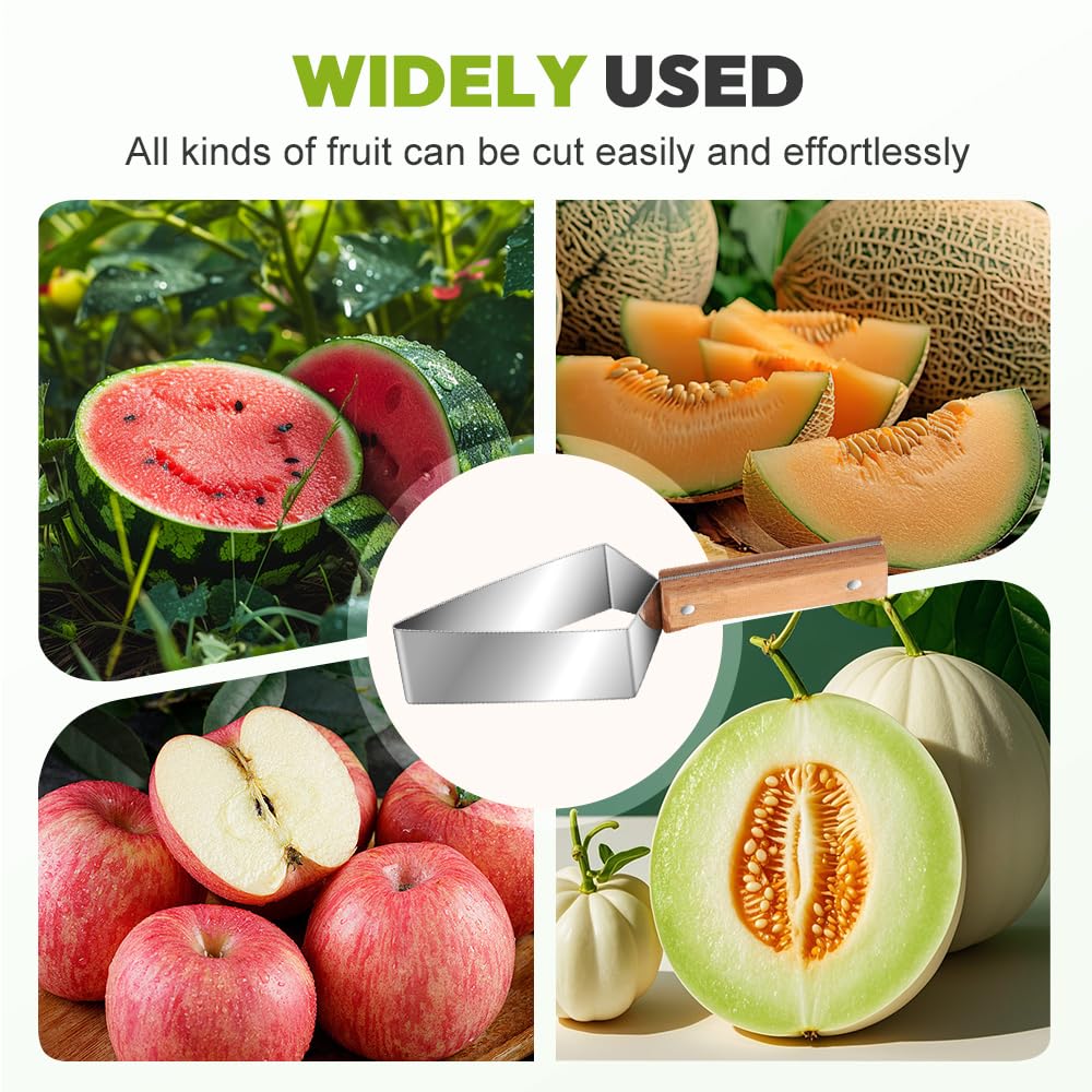 Triangle Watermelon Cutter, 2026 New Watermelon Slicer Cutter Stainless Steel, Multipurpose Melon Slicer Tool with Wooden Handle, Durable Melon Knife for Watermelon and Fruit (2 Piece)