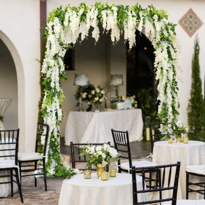 Apeair Wisteria Artificial Flowers Garland, 2Pcs Total 14.4ft Silk Faux Wisteria Vine Kit, Hanging Flower Plant for House Outdoor Garden Ceremony Outside Wedding Arch Floral Decor (2, White)