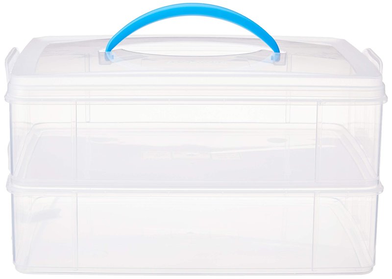 Snapware Snap 'N Stack Portable Storage Bin for Tools and Craft Storage, 14.1 x 10.5-Inch Clear BPA-Free Container, Tool Box with Stackable Trays, Microwave, Freezer and Dishwasher Safe