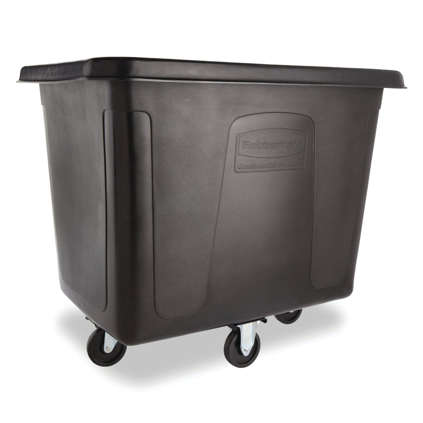 Rubbermaid Commercial Products Cube Basket Truck with Wheels/Casters, 500 lbs Capacity, Rectangular, Black, For Laundry/Waste/Trash/Heavy Materials