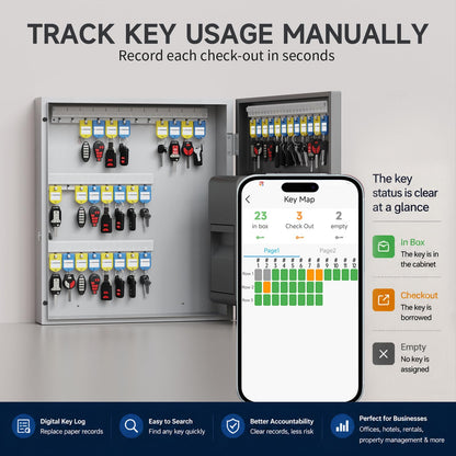 DiDiHere 56 Keys Lock Box, Key Management Cabinet Key with Drop Slot, APP Bluetooth, Digital Keypad, & WiFi Unlock, Access Log Tracking, Key Return Box for Hotel, Car Dealerships, Office, School