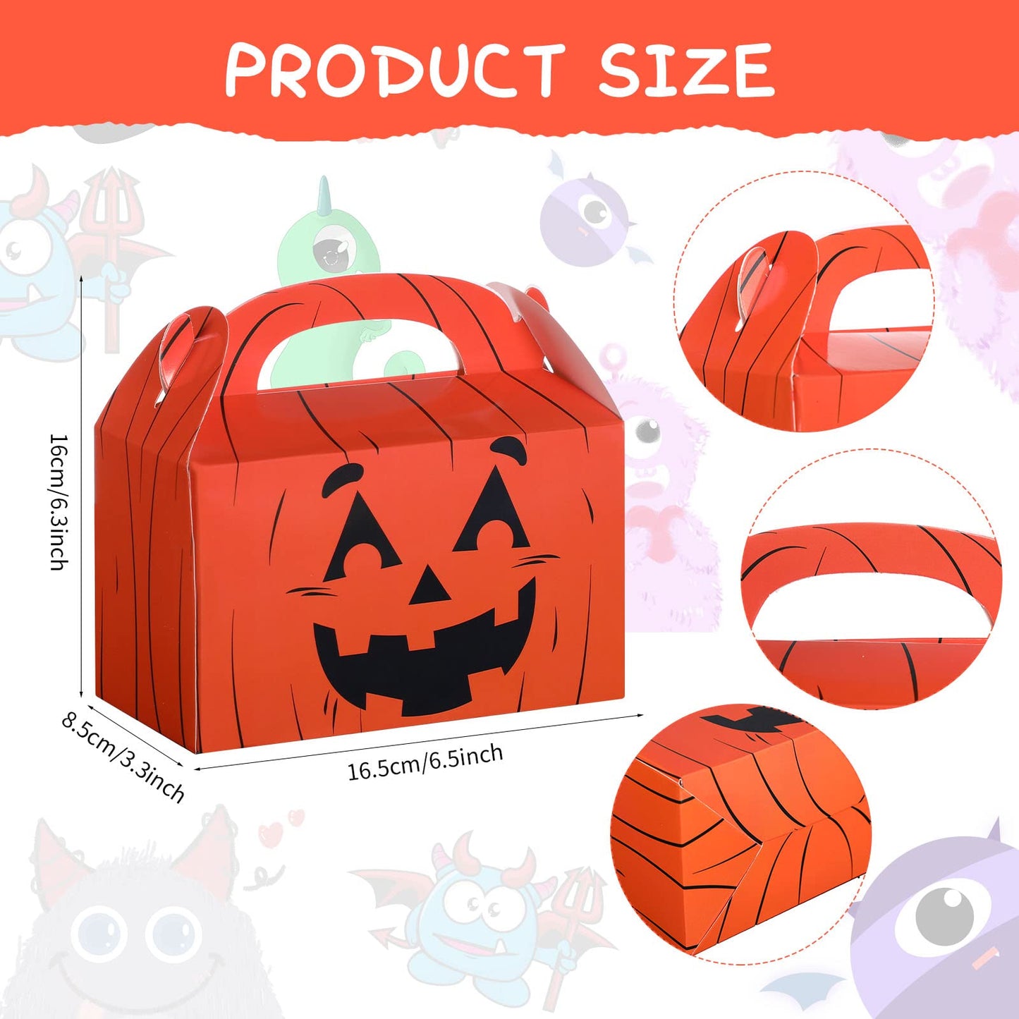 Funrous 18 Pcs Halloween Party Treat Boxes, Happy Halloween Goodie Candy Treat Present Boxes Pumpkin Ghost Treat or Trick Favor Boxes for Kids School Classroom Halloween Party Decoration Supplies