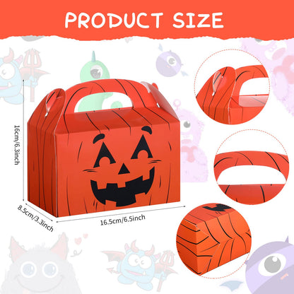 Funrous 18 Pcs Halloween Party Treat Boxes, Happy Halloween Goodie Candy Treat Present Boxes Pumpkin Ghost Treat or Trick Favor Boxes for Kids School Classroom Halloween Party Decoration Supplies