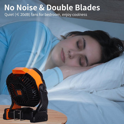 WESTTREE 20000mAh Battery powered fan Camping Fan essentials Portable fan Battery OperatedRechargeable Outdoor Tent with Light & Hook Personal USB Desk for Camping,Orange