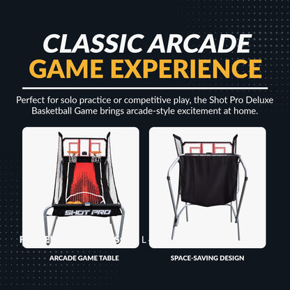 Hathaway Shot Pro Deluxe 81-In Dual Basketball Arcade Game for Home Game Room - With LED Electronic Scoring, Foldable Indoor Design, Heavy-Duty Steel Frame, 8 Game Modes, Pump & Hoops - Black Finish
