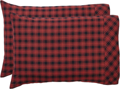VHC Brands Rustic & Lodge Bedding, Cumberland Red Cotton Pillow Case Set, Standard (20 x 30 inches), Chili Pepper