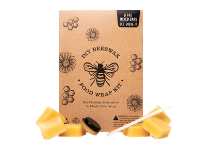 Made in USA DIY Pre Mixed Beeswax Wrap KIT- Made with Pine Resin, Beeswax & Jojoba Oil - Beeswax Wraps for Food- Make Your Own 6 Bees Wrap Sheets with 5 ml Pinon Salve for Sticky Fingers Square Shape