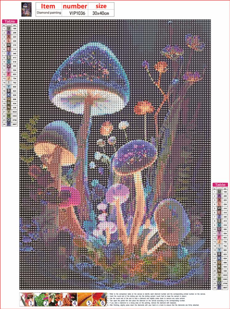 Pimio 5D DIY Diamond Art Painting Kits,Round Full Drill Mushroom Diamond Art Kits for Adults Beginner, Perfect for Home Wall Decor and Gift(12x16inch)