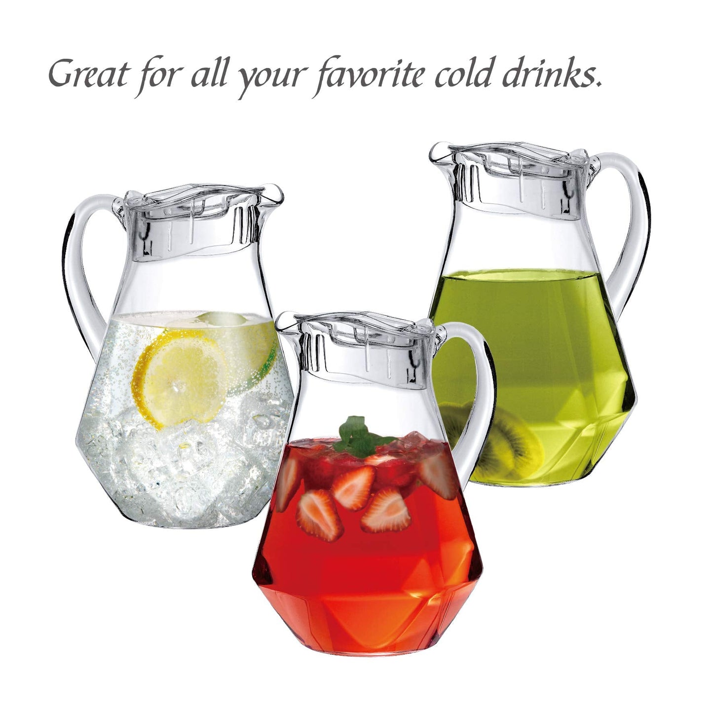 Amazing Abby - Sparkly - Plastic Pitcher (64 oz, 2 Quart), Clear Water Pitcher with Lid, Fridge Jug, BPA-Free, Shatter-Proof, Great for Iced Tea, Sangria, Lemonade, Juice, Milk, and More