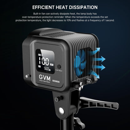 GVM 80W SD80S LED Video Light with Lantern Softbox and Tripod Stand Kit, 5600K Daylight Bowens Mount Studio Light, COB Continuous Output Lighting for Video Recording, APP Control, 12 Scenes, CRI97+