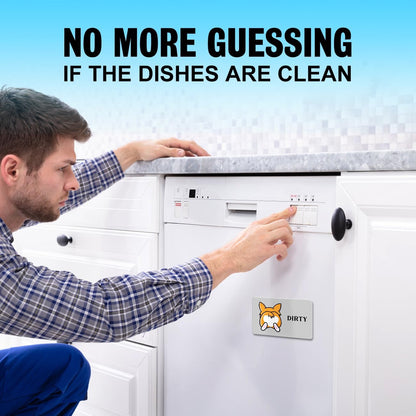 Cute Cartoon Animal Clean Dirty Dishwasher Magnet, Double Sided Kitchen Reversible Sign, Apartment Accessories Magnet