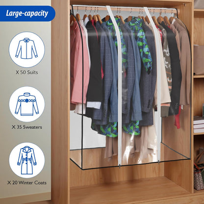 Zilink 43" Clear Hanging Garment Bags, Extra Large Closet Storage Bag for Winter Clothes