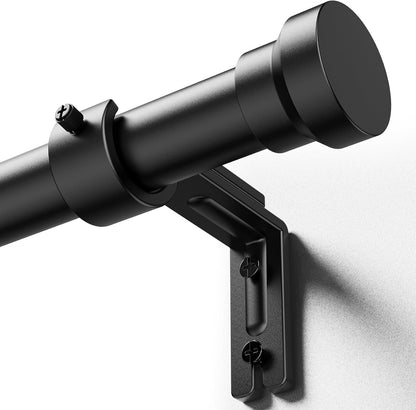 YaFex Curtain Rods - Heavy Duty 1 Inch Adjustable Window Treatment Rods | 32-118 Inch, Modern Black Design