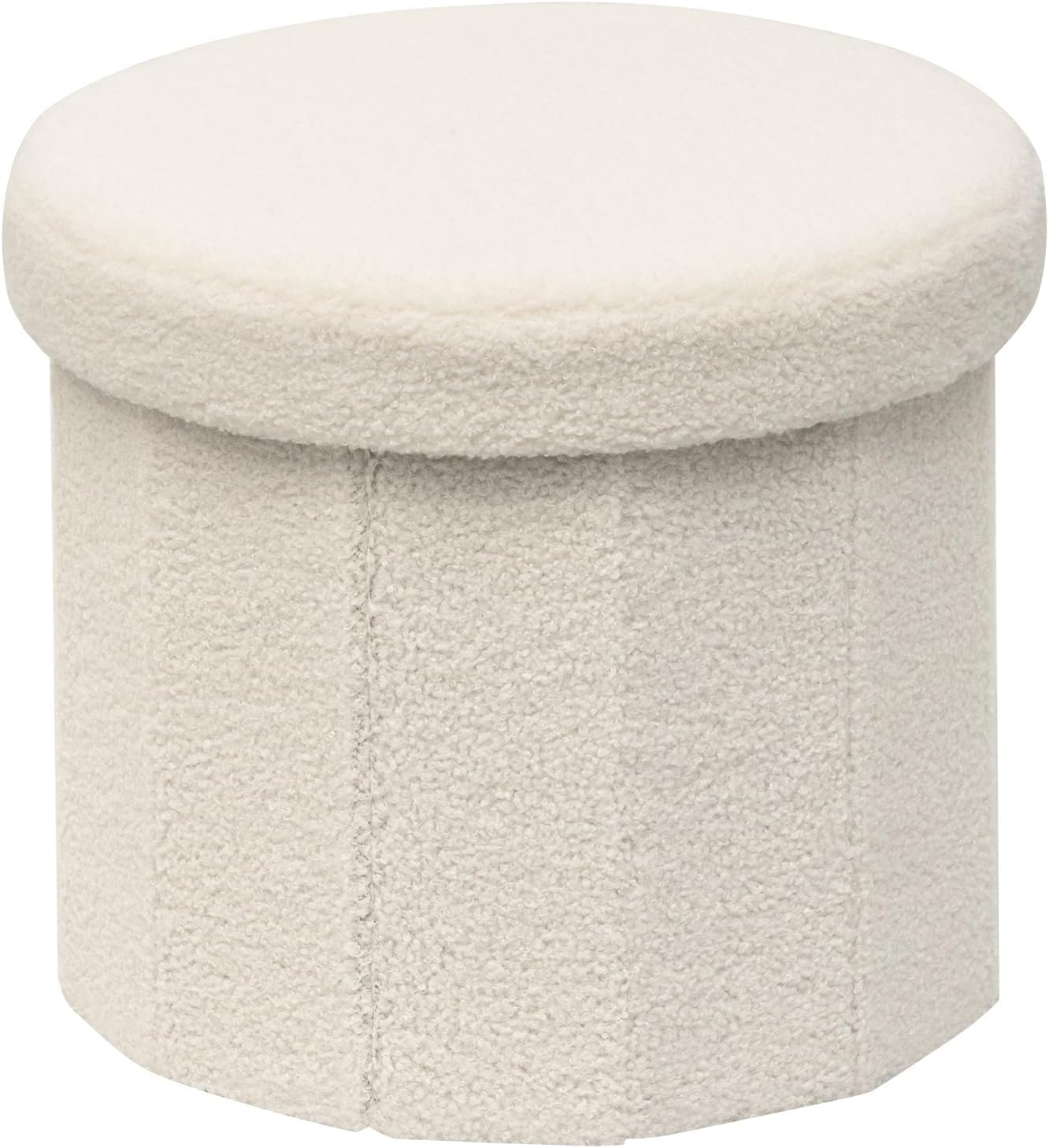 15"x15"x13.2" PINPLUS Round Storage Ottoman Cube Footrest - Versatile Boucle & Faux Teddy Fur Stool with Hidden