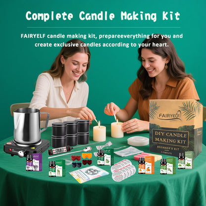 FAIRYELF Candle Making Kit for Adults with Soy Wax Wax Melter, Complete Candle Making Supplies, DIY Starter Scented Candle Wax Kit, Perfect as Home Decorations