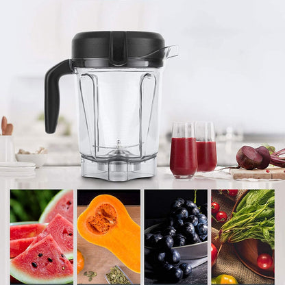 Blender Cup Container, Transparent Food Blender Container with Blade Lid Replacement for Vitamix 64oz