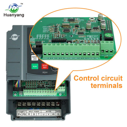 HUANYANG VFD Variable Frequency Drive,1 or 3 Phase Input, 3 Phase 0-400HZ Output, 2.2kW 3HP 220V 10A for Motor Speed Control,FC Series