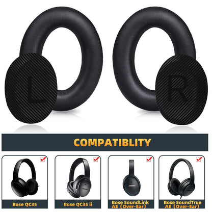 Premium Replacement Ear Pads for Bose QC35 & QC35ii Headphones Made by GEVO- Comfortable Adaptive Memory Foam and Extra Durable - Fits QuietComfort 35 & 35ii / SoundLink 1&2 AE（Over-Ear） (Black)