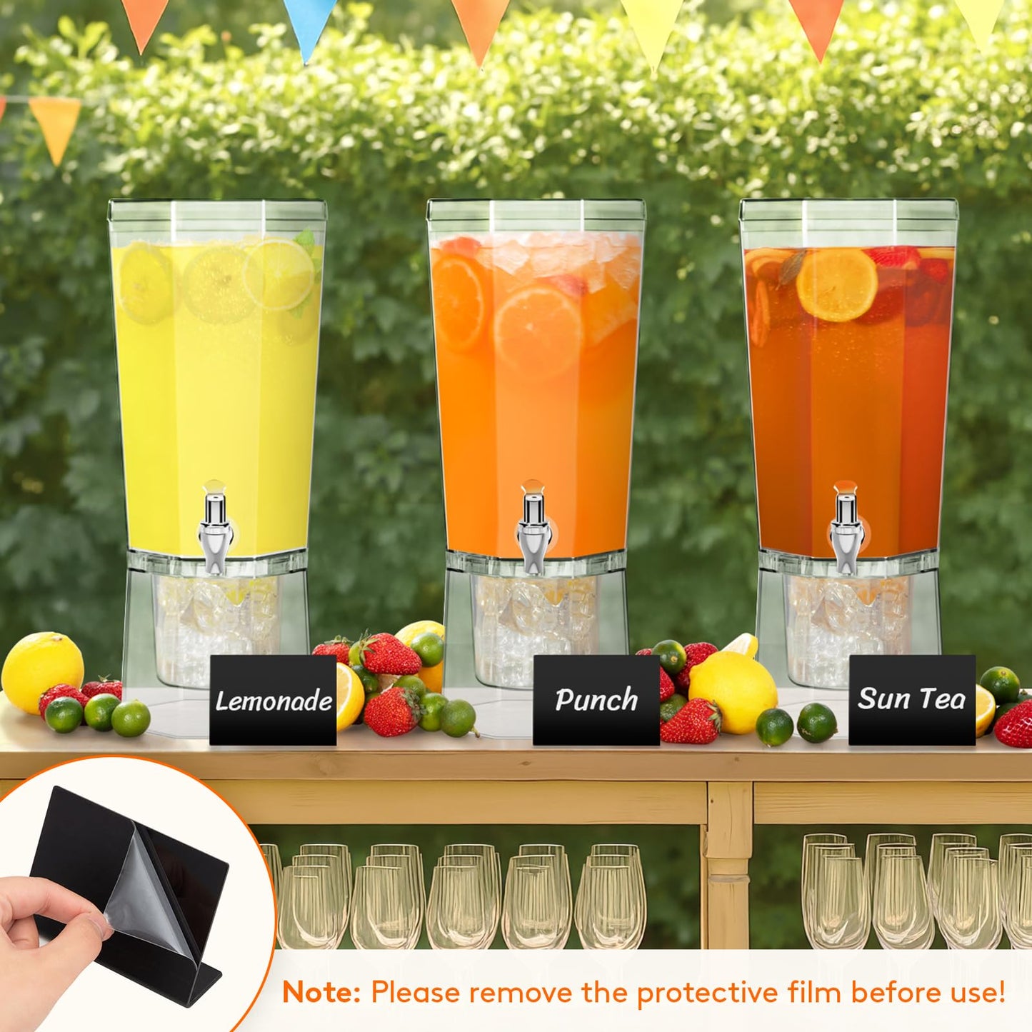 Lifewit 1 Gallon Drink Dispenser for Parties 2 Pcs, 4L Plastic Beverage Container with Stand for Juice/Tea/Soda & Lemonade, Clear Water Pitcher with Spigot for Mimosa Bar Hosting 39 x 16 cm/15x6"