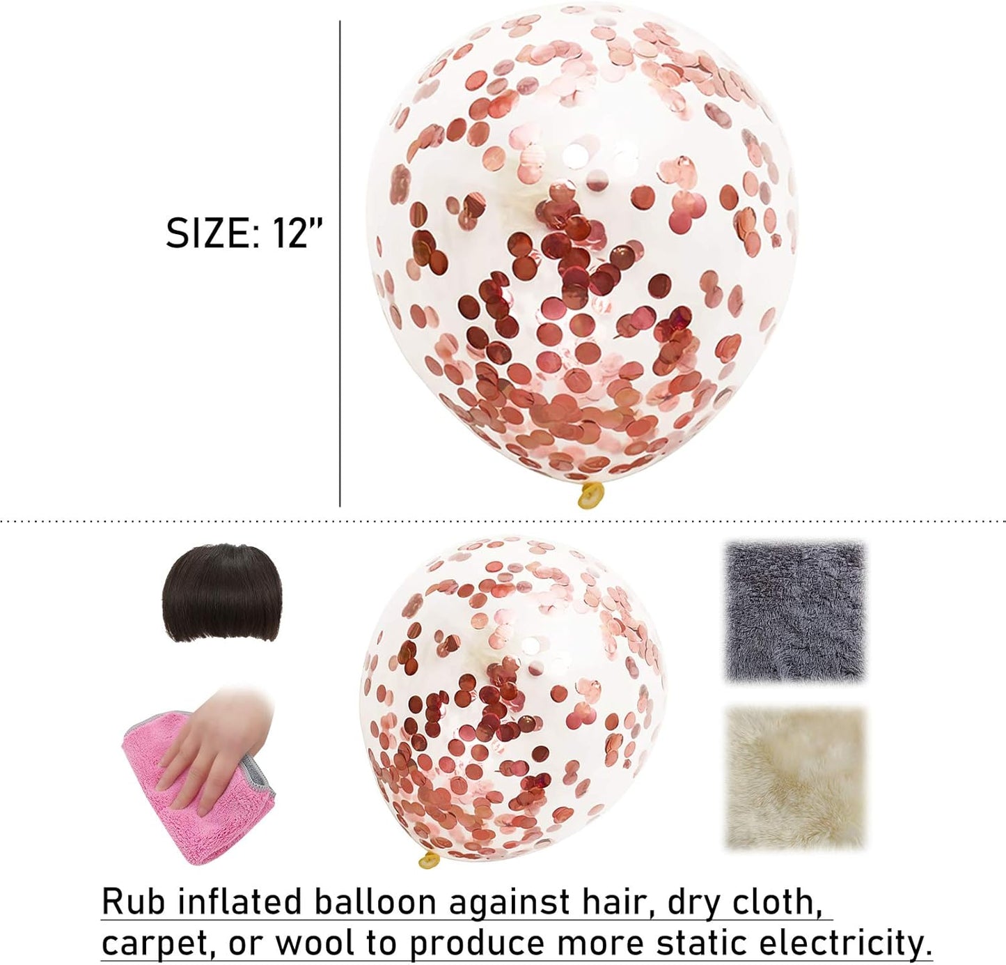 Rose Gold Confetti Balloons, 25 Pcs Thickened 12 Inch Clear Latex Balloons with Confetti for Graduation, Engagement,