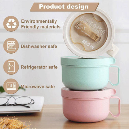 28.7oz Rarapop Microwave Soup Bowl Containers with Lids, Wheat Straw Ramen Noodles Cup Mug for Instant Noodles,Oatmeal