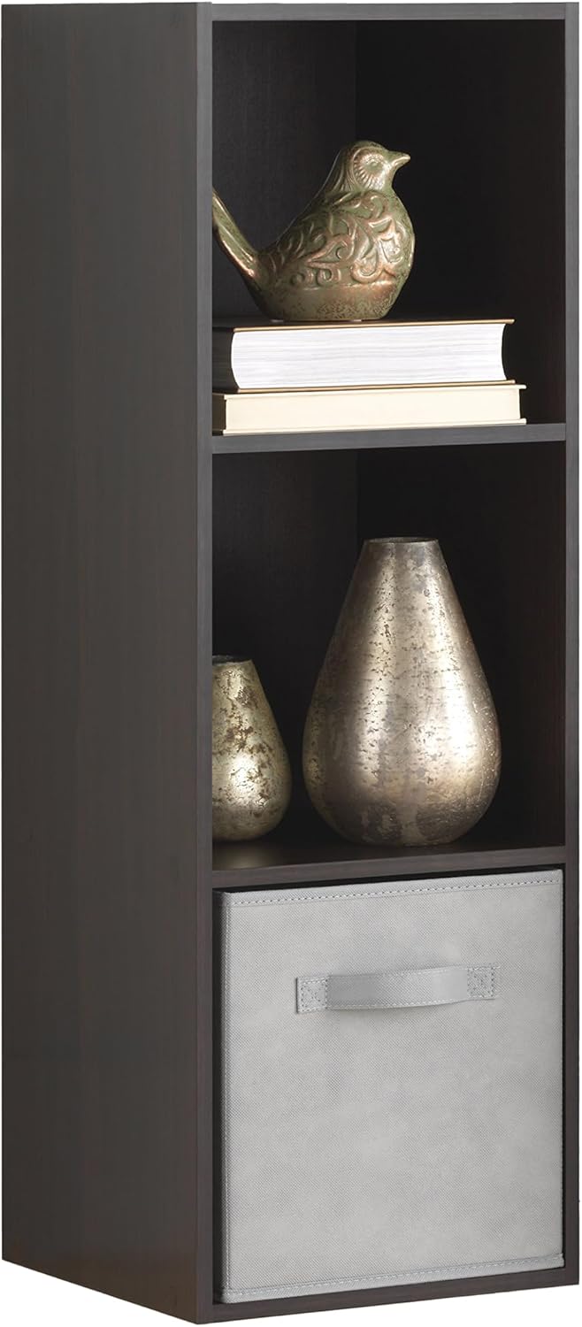 3 3 12.2" 11.7" 35.6" Whitmor Cube Storage Organizer, Tier Stackable MDF Wood Bookcase, Open Storage Display Bookshelf