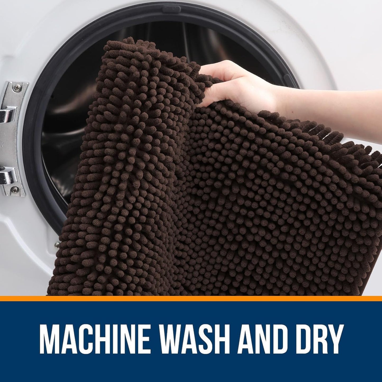 OLANLY Bathroom Rugs - Extra Soft Chenille Bath Mats | Quick Dry, Machine Washable, 35x24, Brown