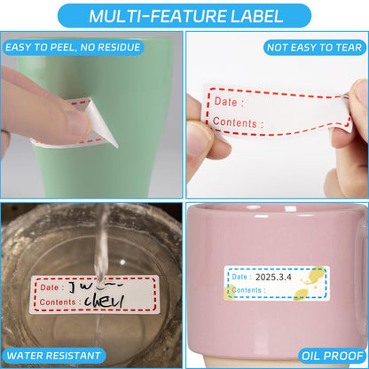 1000 Pcs Removable Freezer Labels, 1x3 Inch Waterproof Oil Resistant Food Storage Stickers, No Residue Easy Peel Date Content Labels for Kitchen Containers, Glass Jars & Restaurants
