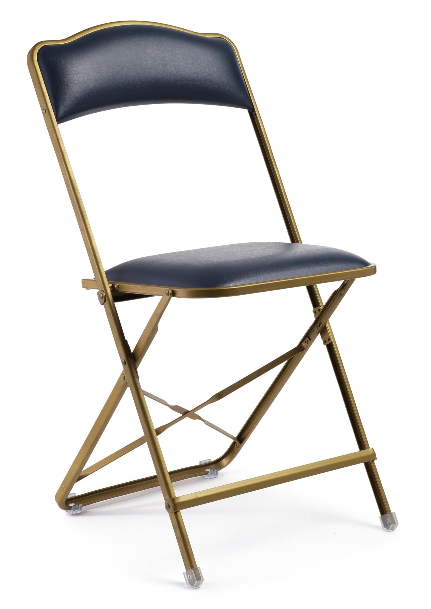 Folding Chairs with Padded Seats 4 Pack - Foldable Chair with Heavy-Duty Steel Frame, Elegant Party Bridge Chairs, Metal Chair for Outside, Home, Office, Indoor & Outdoor Events - Gold/Navy