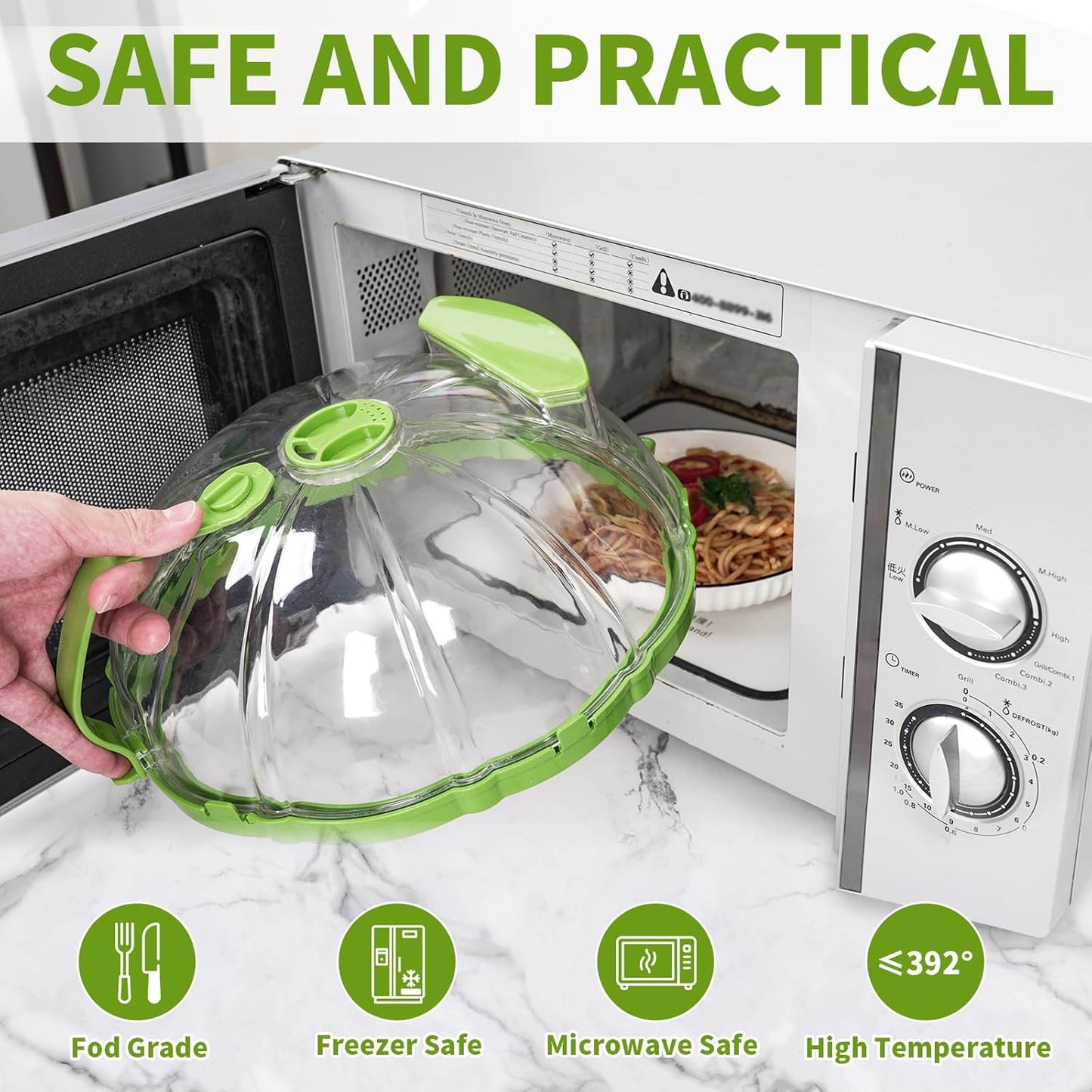 Microwave Splatter Cover for Food Guard - 10 Inch Plate Covers with Water Steamer - Kitchen Essentials