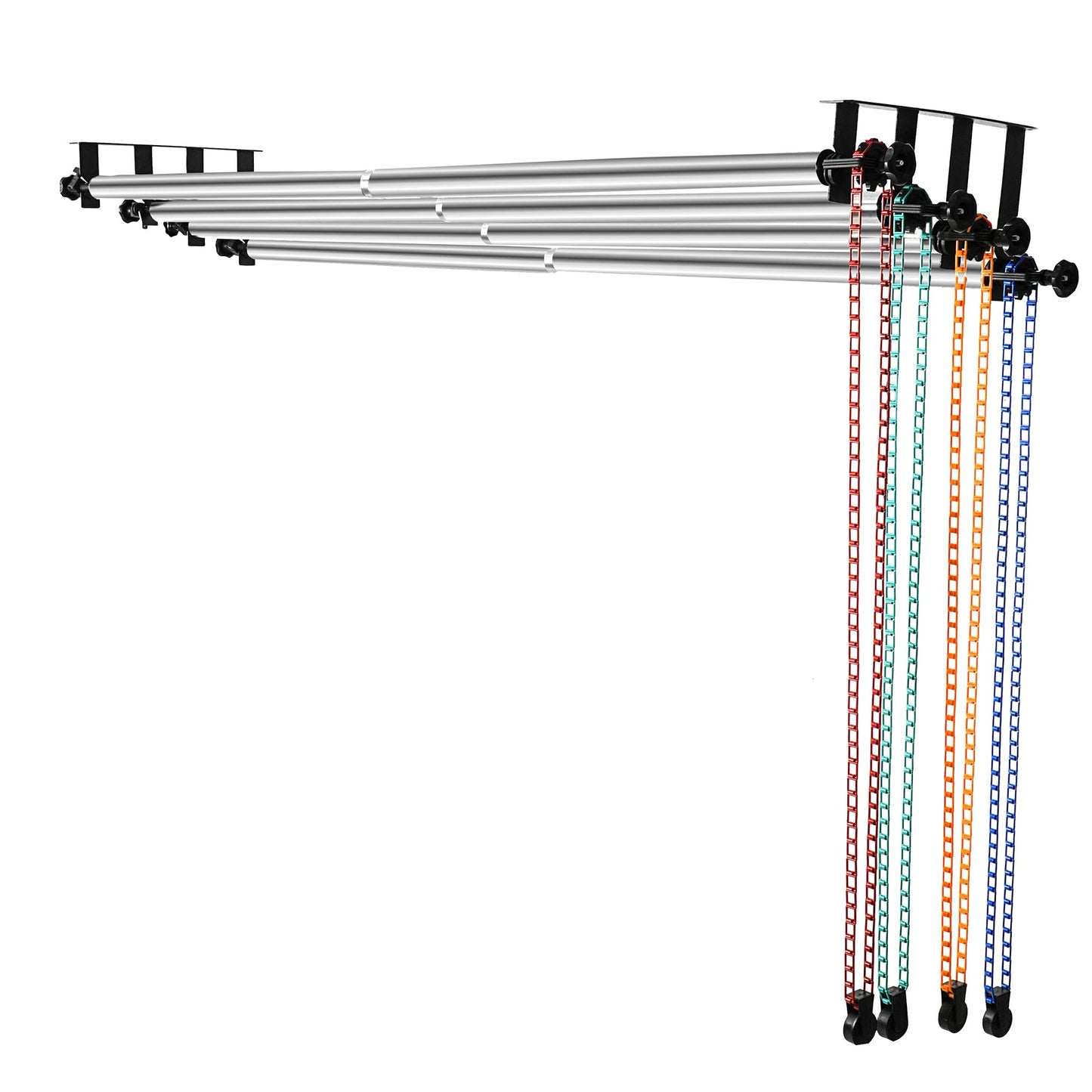MagicLine Photography Backdrop 4 Roller Support System, 118 inch Stainless Steel Crossbars Manual Backdrop Stand,Wall/Ceiling/Light Stand Mount Background Holder for Home & Studio(Stability)
