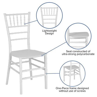 Flash Furniture HERCULES Series White Resin Stacking Chiavari Chair