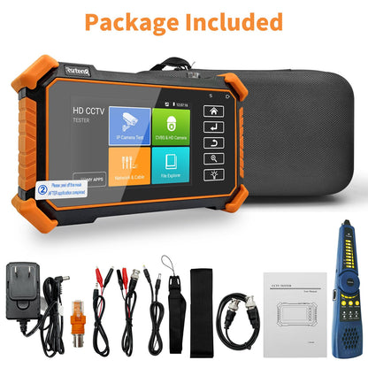 Rsrteng CCTV Tester,IPC-1910C Plus with Cable Tracer 8MP AHD CVI TVI CVBS IP Camera Test 8K HD Display Video Monitor 4 inch IPS Touch Screen IPC Tester Support POE PTZ RS485 Replace 1800ADH