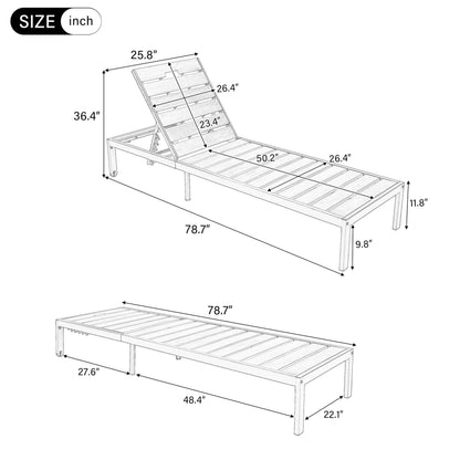ApilithHive Outdoor Chaise Lounge with 6-Position Adjustable Backrest, Acacia Wood and Steel Frame, 78.7", 400 lbs Capacity, Black+Natural