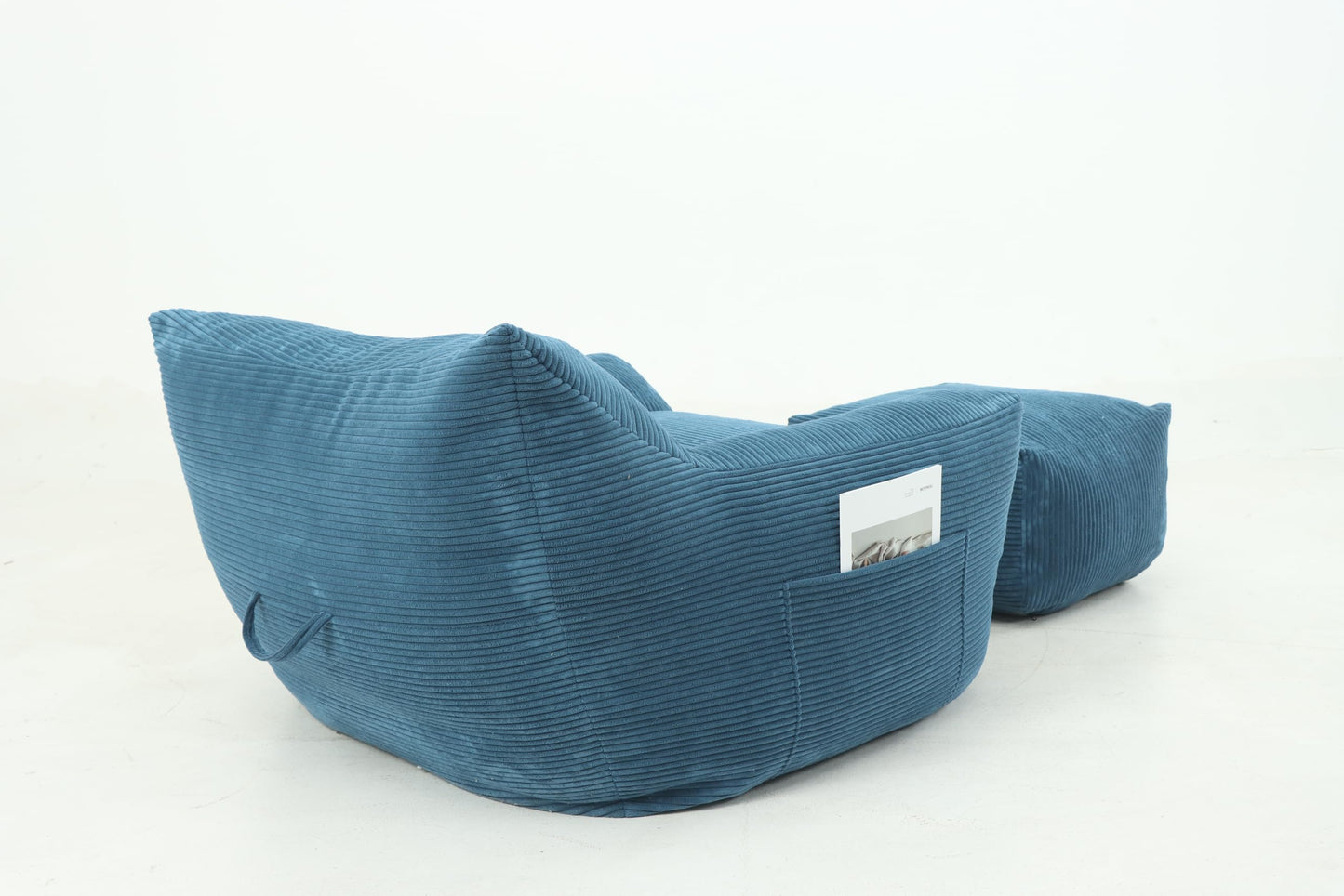 Oversized Bean Bag Chair for Adults, Large Comfy Foam Filled Lounger with Armrests for Living Room, Bedroom & Dorm, 42" W x 43" D x 31" H, Includes Ottoman (Blue)
