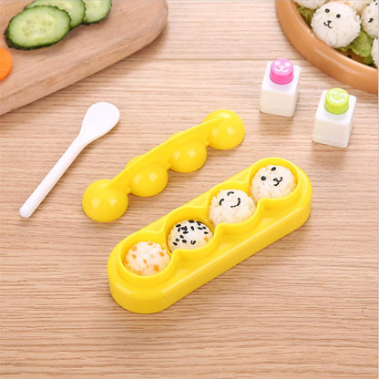 Rice Mold Cartoon Bento Maker, Mould Ball & Seaweed Nori Cutter for Baby Kids Meal, Set of 5