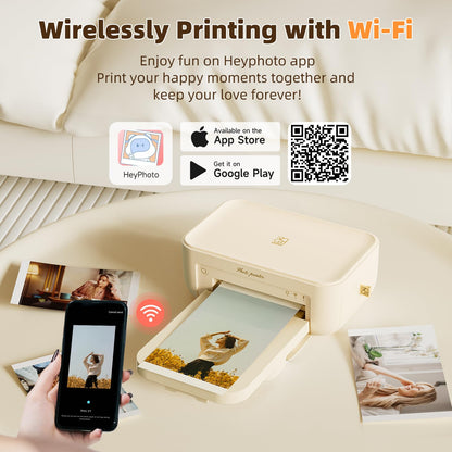 HPRT CP4100 Photo Printer - Plus 4x6 Bluetooth Instant Picture Printer with 20 Sheets & Ribbon - Wi-Fi, Premium Dye Sublimation - 300 DPI Display Resolution - Editing App for Fun, Creative Photos